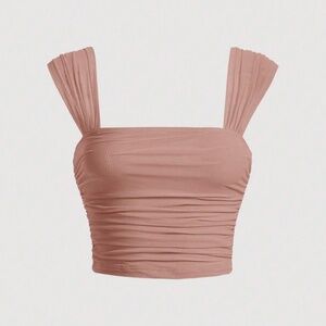SHEIN MOD Gathered Shoulder Straps Pink Cami Top
